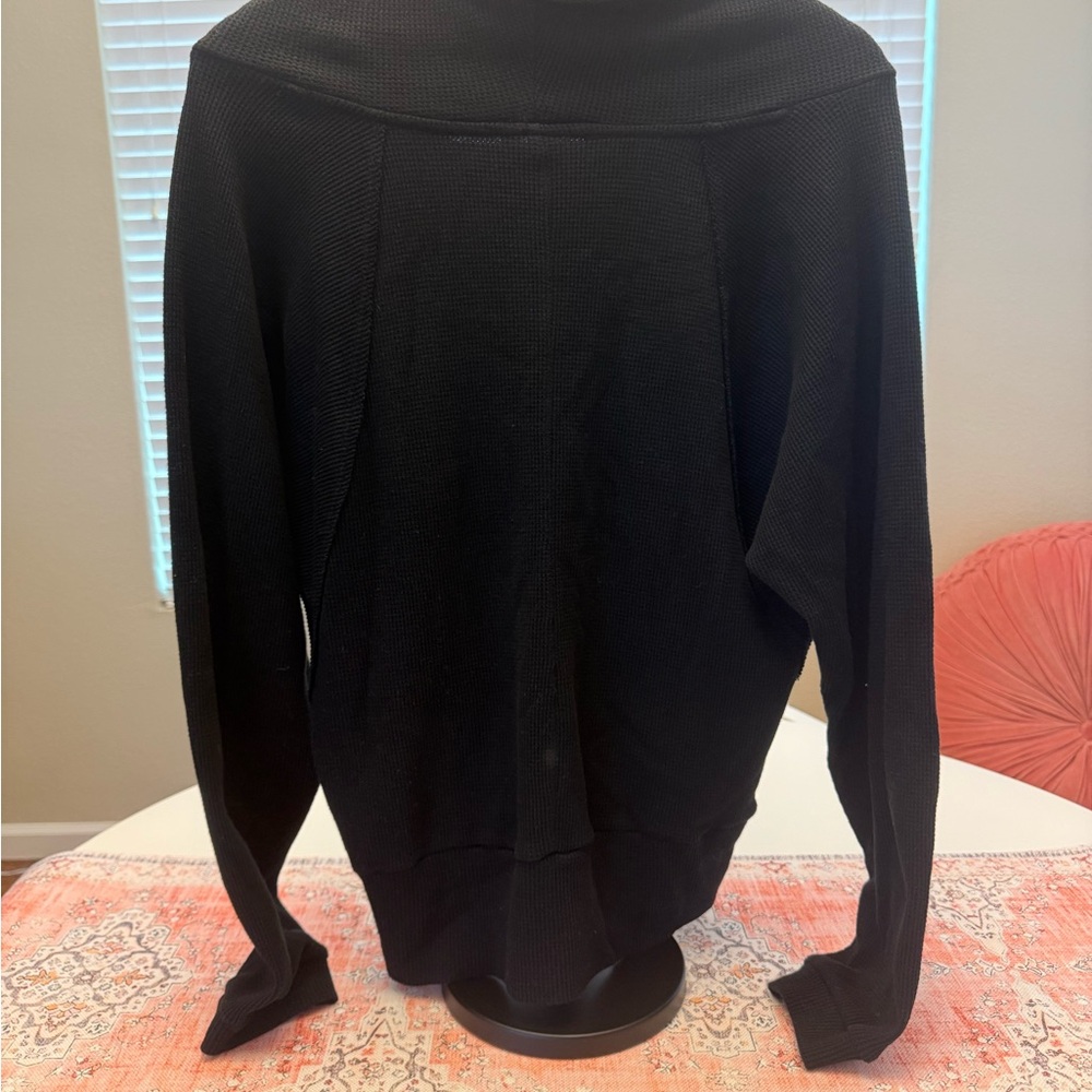 Anthropologie Black Waffle Knit Sweater with Cowl Neck